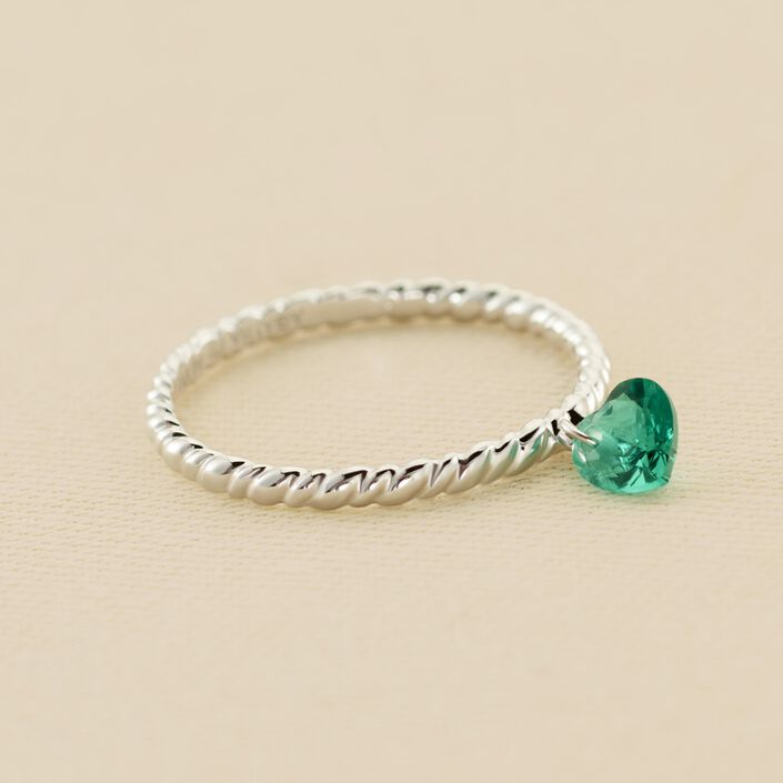 Anillo fino BEGUIN - Verde / Platato - Anillos  | Agatha