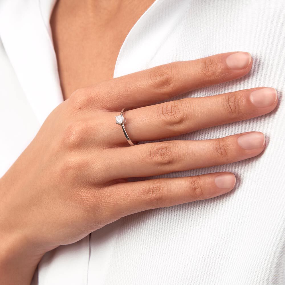 Anillo fino SOLITARI - Cristal / Plateado - Anillos  | Agatha