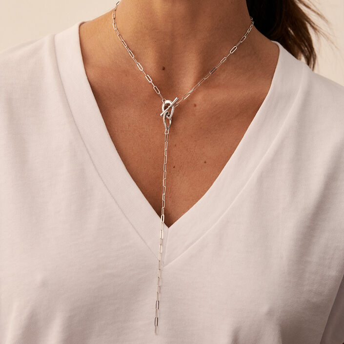 Collar largo GEMINI - Cristal / Plateado - Collares  | Agatha