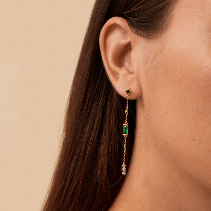 Pendientes largos SCARLET - Verde / Dorado - Pendientes  | Agatha
