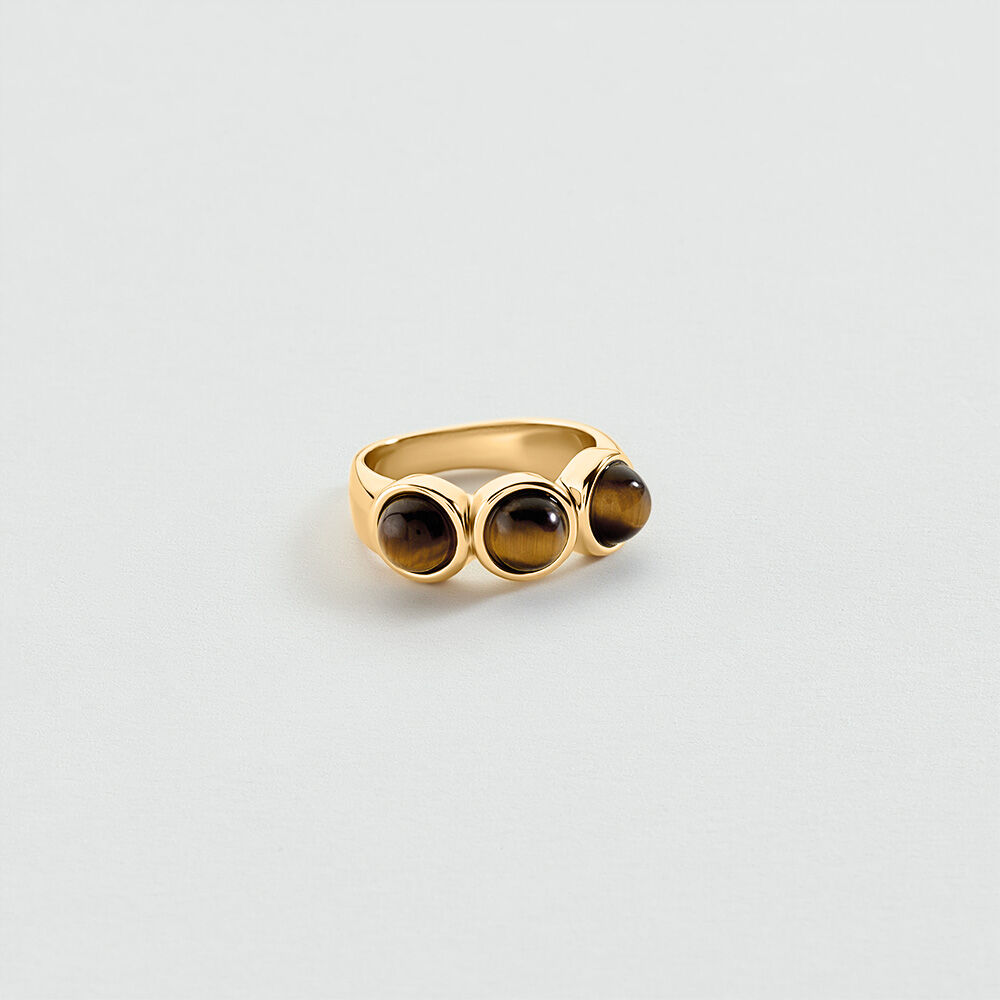 Anillo fino TR&Iacute;O DE PIEDRAS BATIGNOLLES - Marr&oacute;n / Dorado - Anillos  | Agatha