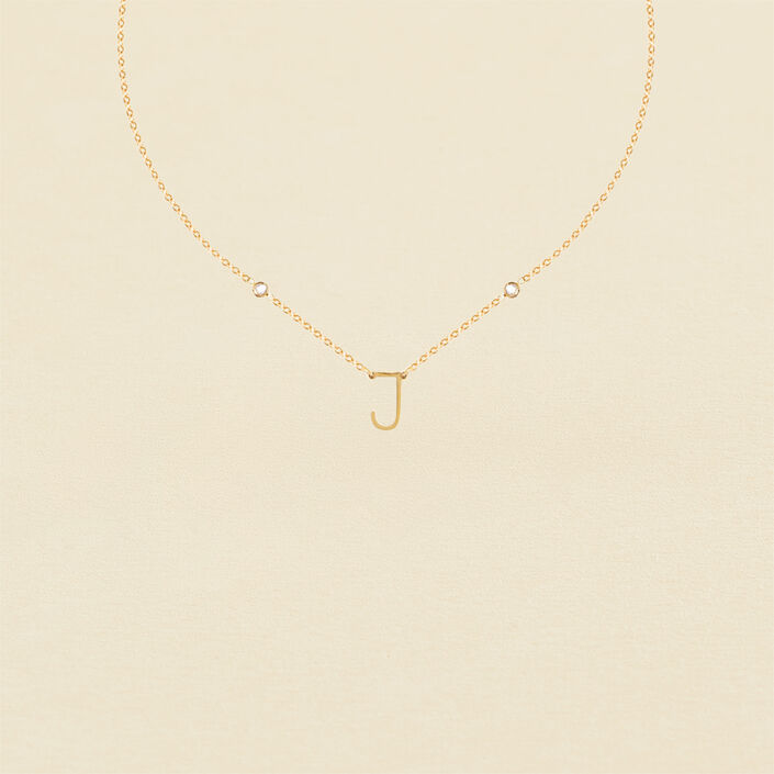 Collar corto LETTRE J - Cristal / Dorado - Collares  | Agatha