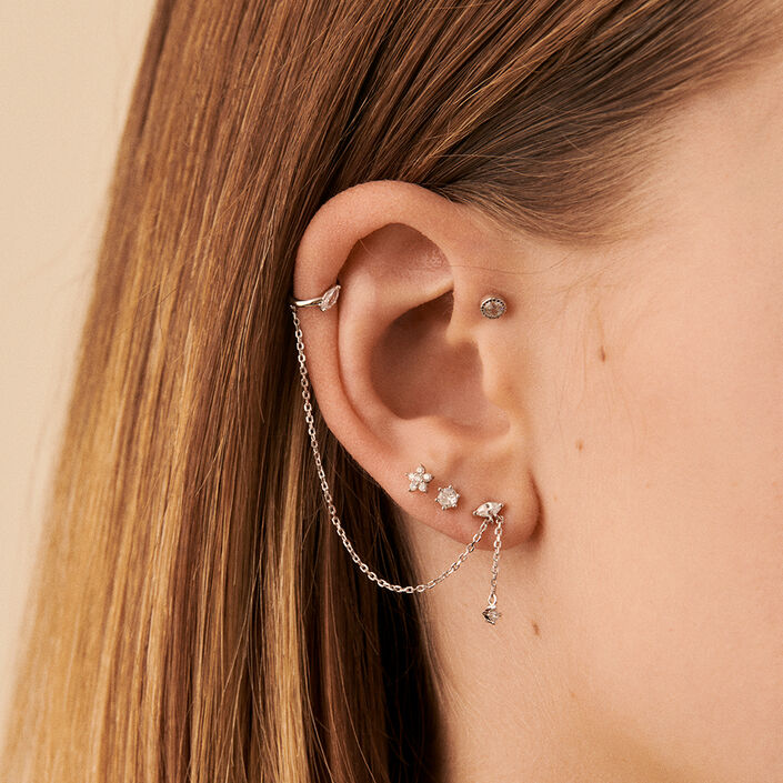 Piercing mini GRAINETTI - Cristal / Plateado - Piercings  | Agatha