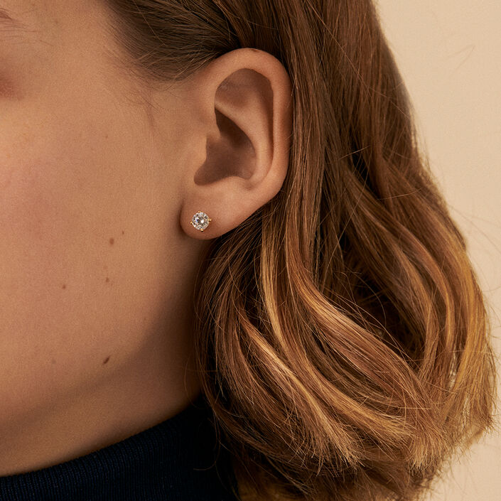 Pendientes cortos SOL - Cristal / Dorado - Pendientes  | Agatha