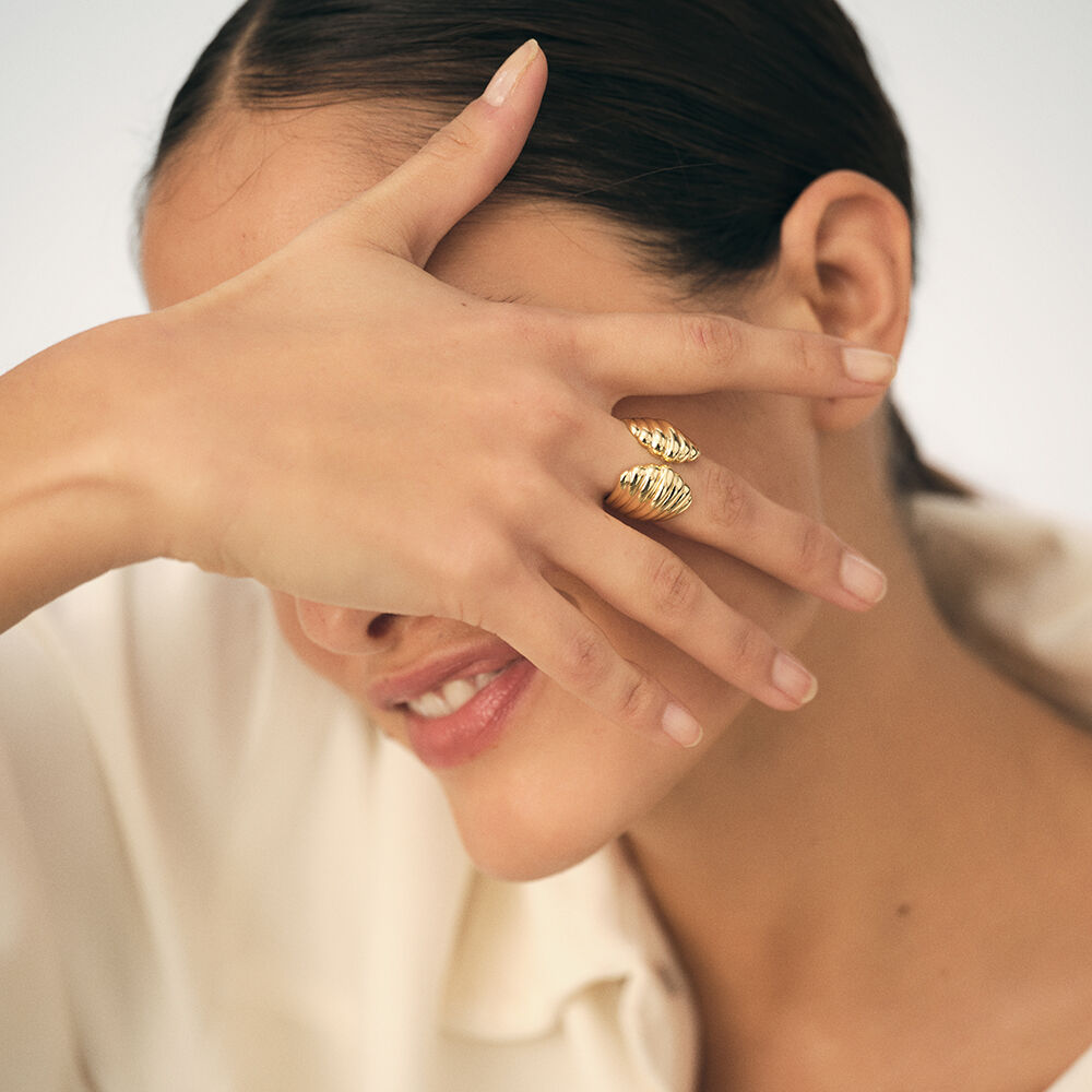 Anillo ancho N-13 - Dorado - Anillos de fantas&iacute;a  | Agatha