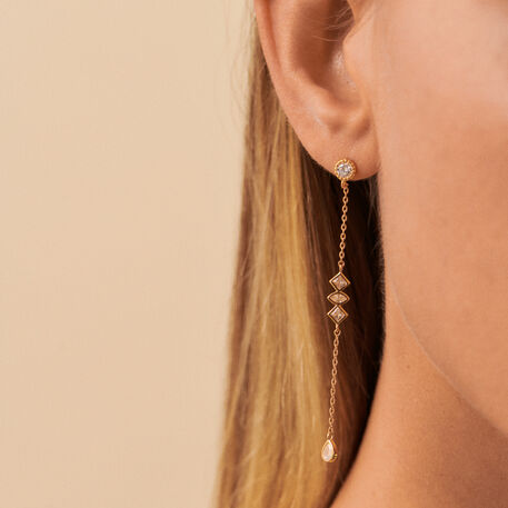 Pendientes largos VERTICE - Cristal / Dorado - Pendientes  | Agatha