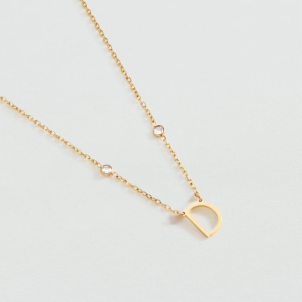 Collar corto LETTRE D - Cristal / Dorado - Collar corto  | Agatha