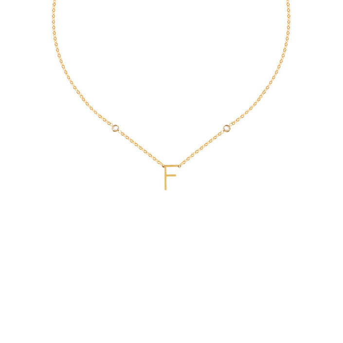 Collar corto LETTRE F - Cristal / Oro - Collares  | Agatha