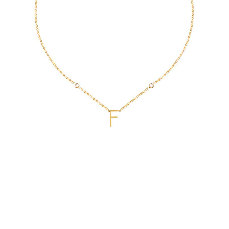 Collar corto LETTRE F - Cristal / Oro - Collares  | Agatha