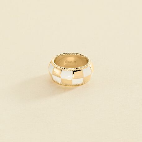Anillo ancho BRIGITTE - Marfil / Oro - Anillos  | Agatha