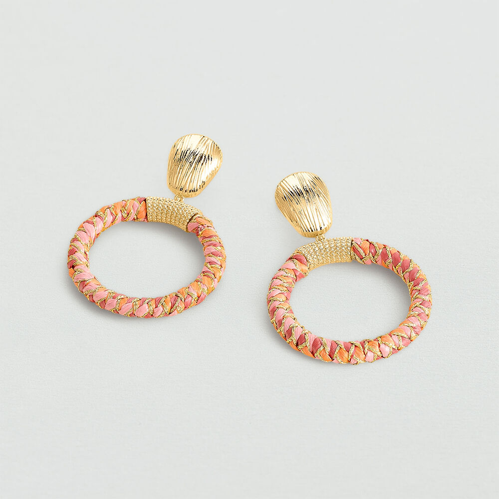 Pendientes largos RAFIA - Rosa / Oro - Pendientes de fantasía  | Agatha