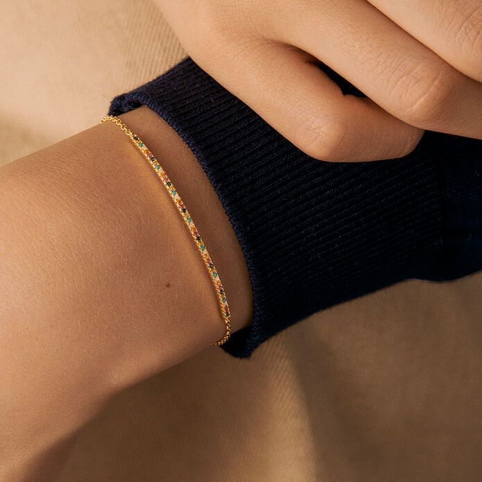 Pulsera de cadena RAINBOW - Multicolor / Oro - Pulseras  | Agatha