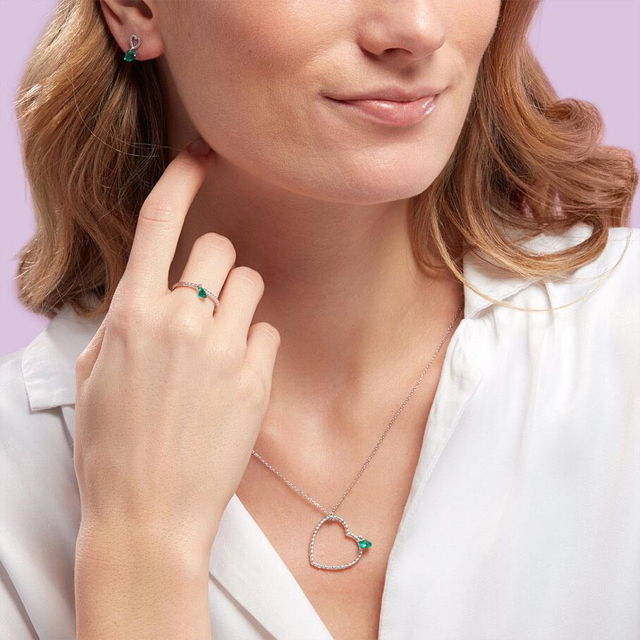 Pendientes cortos BEGUIN - Verde / Plata - Pendientes  | Agatha