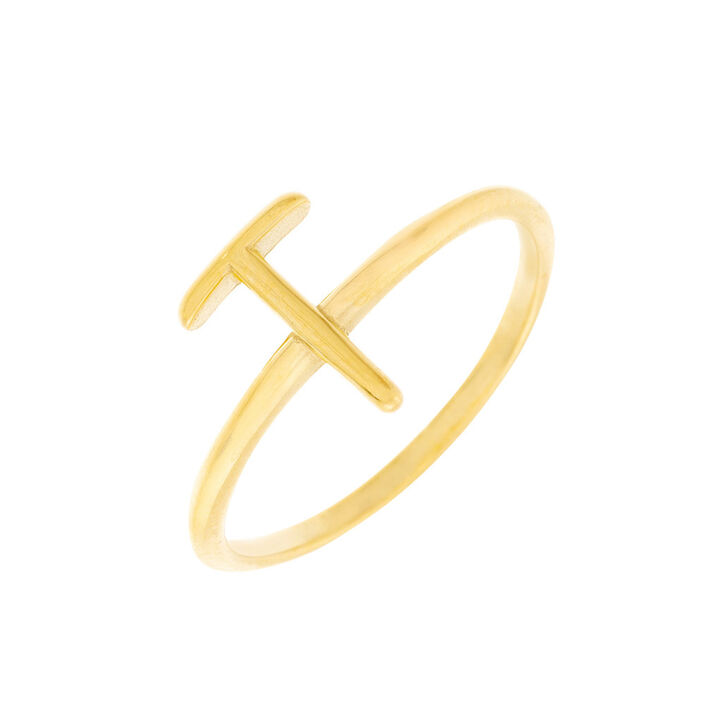Anillo fino LETTRE T - Dorado - Anillos  | Agatha