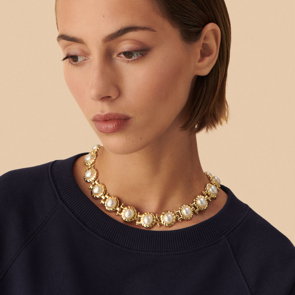 Collar corto N-13 - Perla / Oro - Collar corto  | Agatha