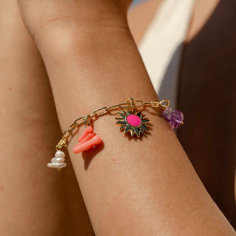 Pulsera de cadena RODEO - Multicolor / Oro - Pulsera de cadena  | Agatha