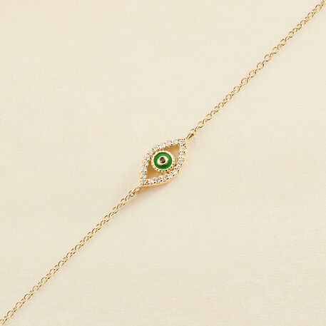 Pulsera de cadena LUCKY EYE - Verde / Dorado - Pulseras  | Agatha