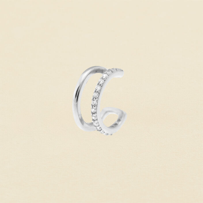 Ear cuff DUAL - Cristal / Plateado - Piercings  | Agatha