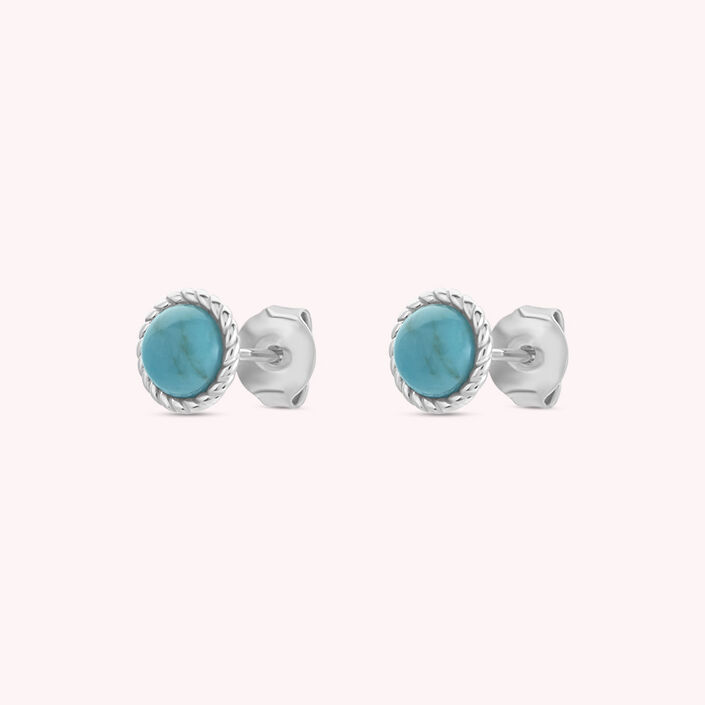 Pendientes cortos ALOHA - Turquesa / Plata - Pendientes  | Agatha