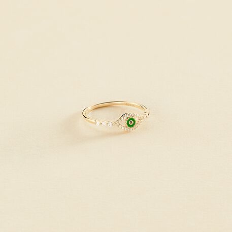 Anillo fino LUCKY EYE - Verde / Dorado - Anillos  | Agatha