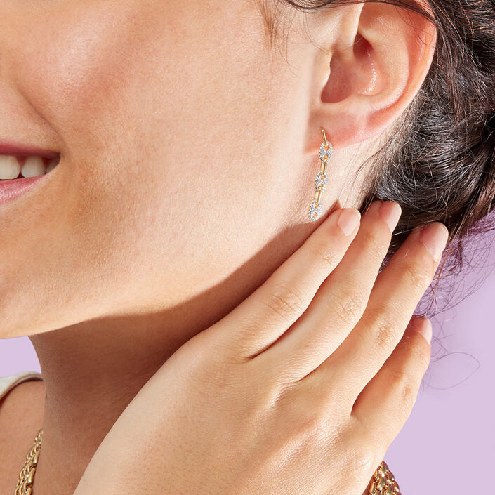 Pendientes largos ETREINTE - Plata / Oro - Pendientes  | Agatha