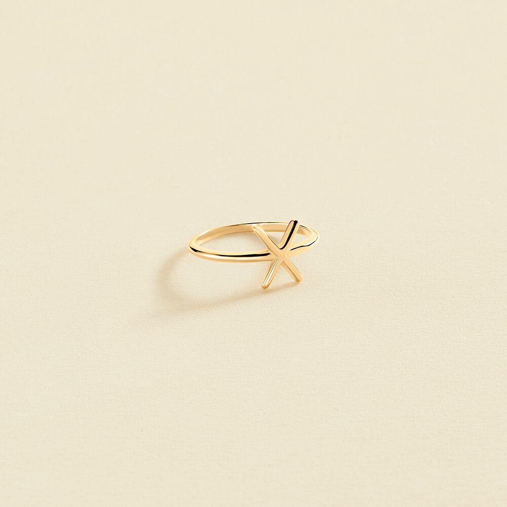 Anillo fino LETTRE X - Dorado - Anillos  | Agatha