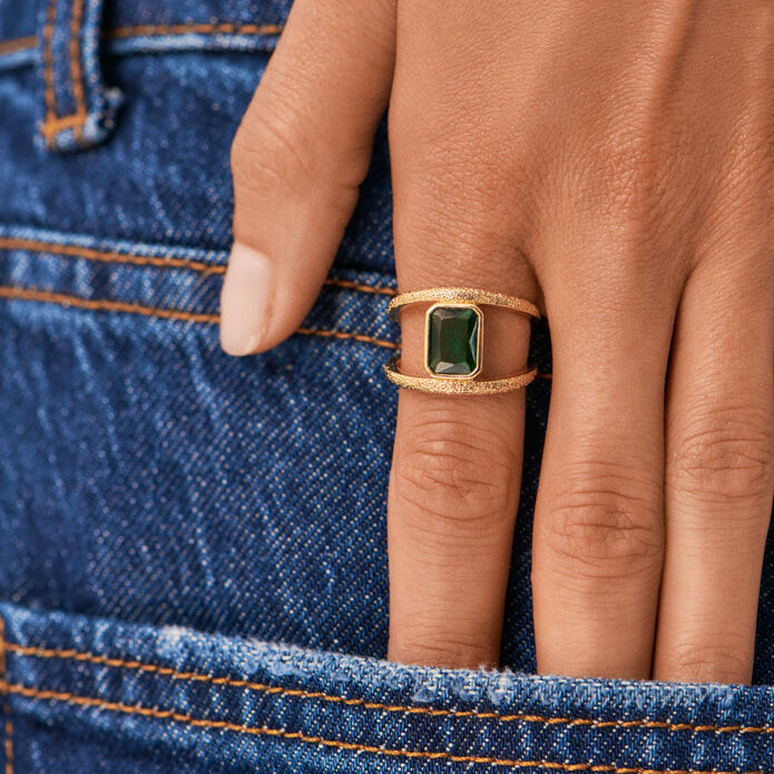 Anillo ancho CLEOPATR - Verde / Dorado - Anillos  | Agatha