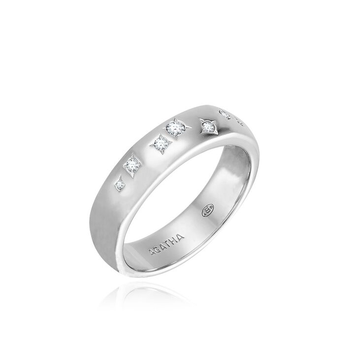 Anillo ancho LYRE - Cristal / Plateado - Anillos  | Agatha