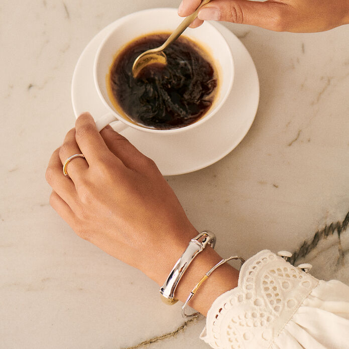 Pulsera rígida BAMBOO - Plata / Oro - Pulseras  | Agatha