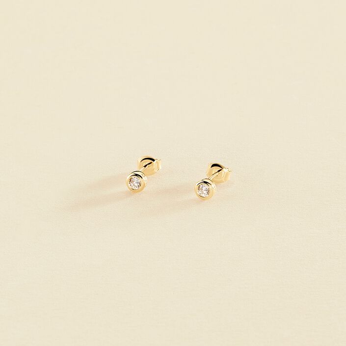 Pendientes cortos BRILLANT - Cristal / Dorado - Pendientes  | Agatha