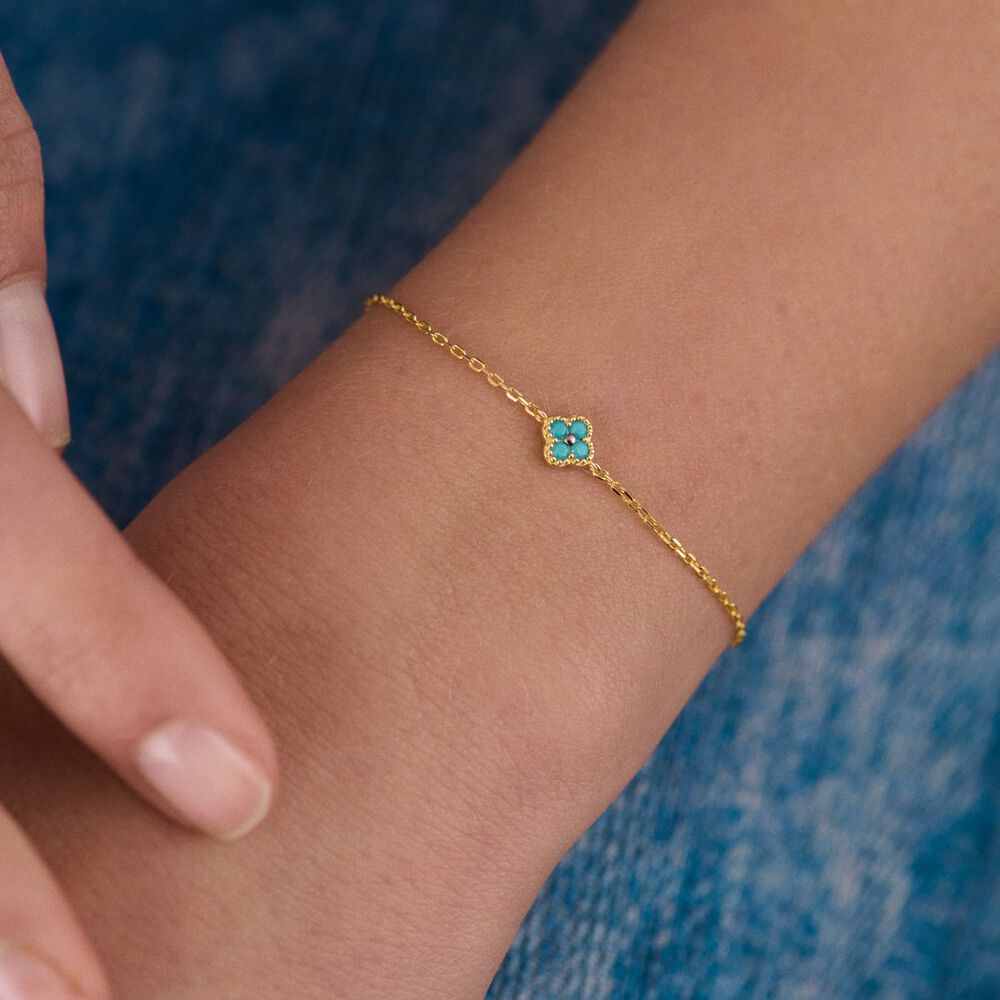 Pulsera de cadena BELOVED - Turquesa / Oro - Pulsera de cadena  | Agatha