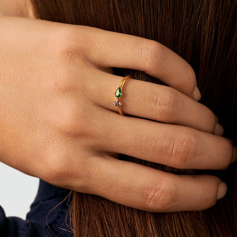 Anillo fino ASTRE - Verde / Dorado - Anillos  | Agatha