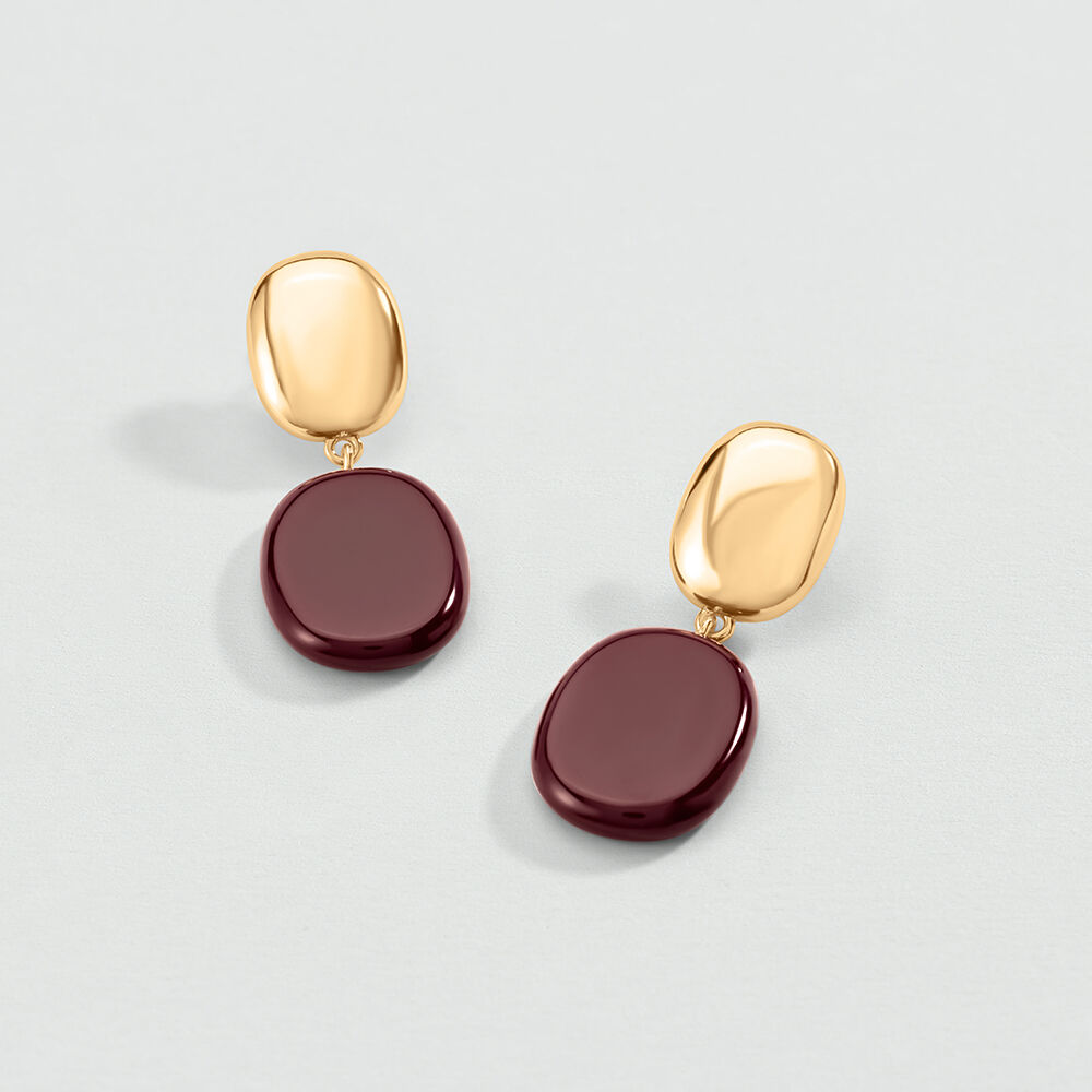 Pendientes largos ROYAL - Bordeos / Dorado - Pendientes largos  | Agatha