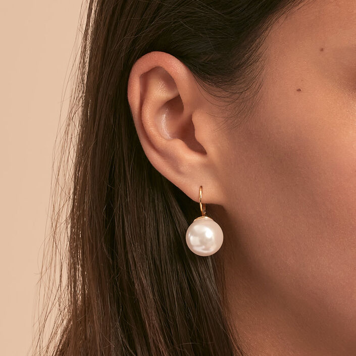 Pendientes largos PEARLY - Perla / Oro - Pendientes  | Agatha