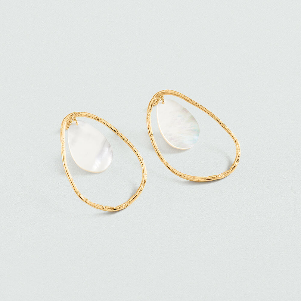 Pendientes largos CALMA - Blanco / Oro - Pendientes  | Agatha
