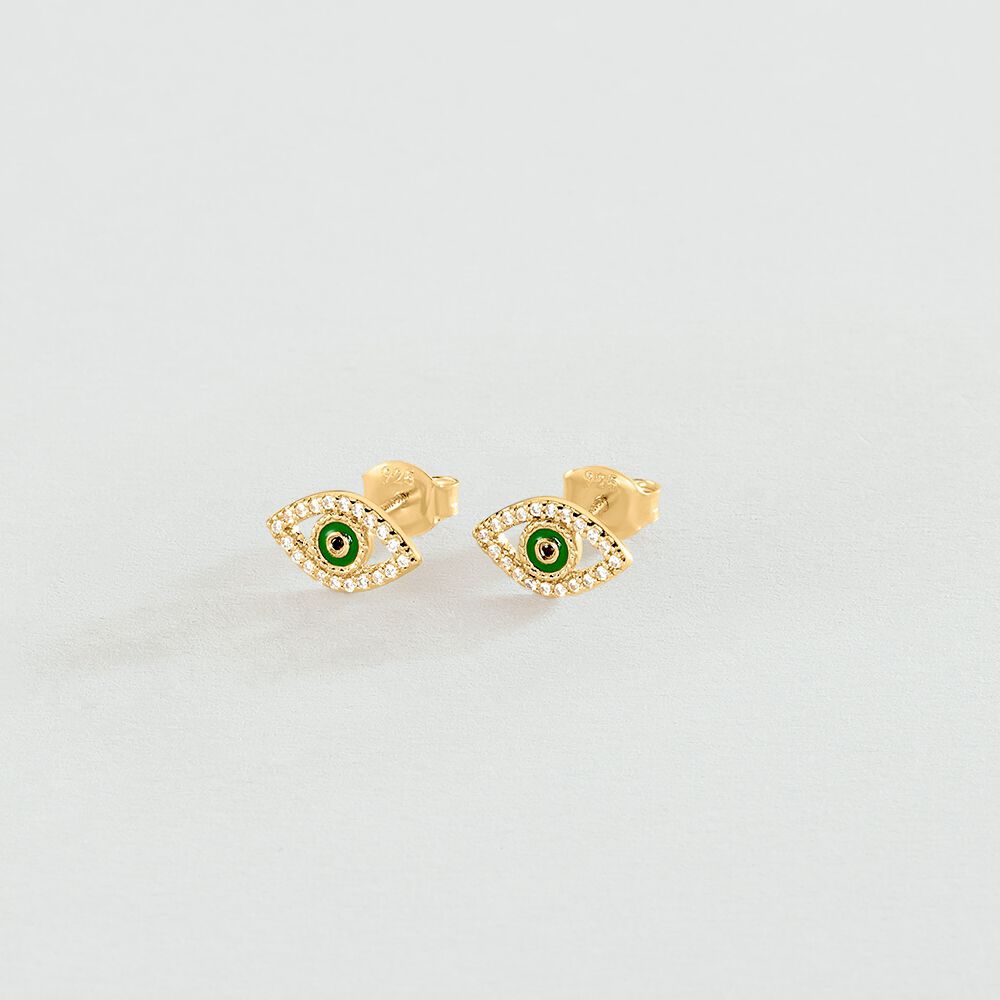 Pendientes cortos LUCKY EYE - Verde / Dorado - Pendientes cortos  | Agatha