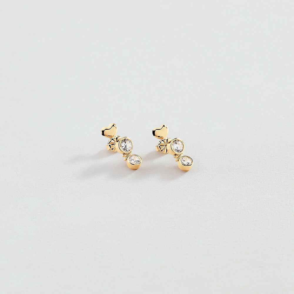 Pendientes largos N-13 - Cristal / Dorado - Pendientes de fantas&iacute;a  | Agatha