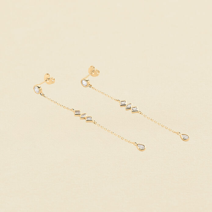Pendientes largos VERTICE - Cristal / Dorado - Pendientes  | Agatha