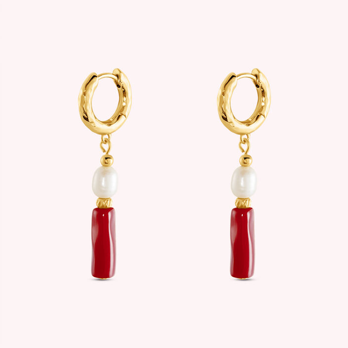 Pendientes largos DEESSE - Roja / Blanco - Pendientes  | Agatha