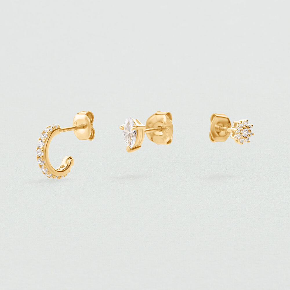 Set de pendientes MIX & MATCH - Cristal / Dorado - Pendientes cortos  | Agatha