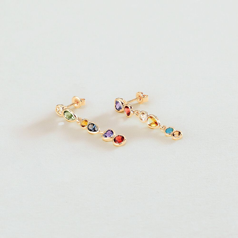 Pendientes largos CANDY - Multicolor / Oro - Pendientes de fantasía  | Agatha