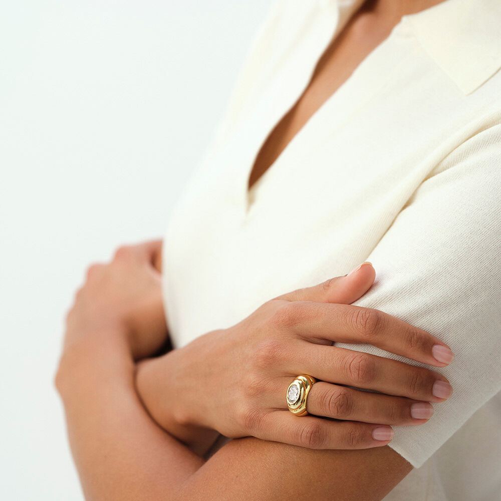 Anillo ancho VICTOIRE - Cristal / Dorado - Anillo ancho  | Agatha