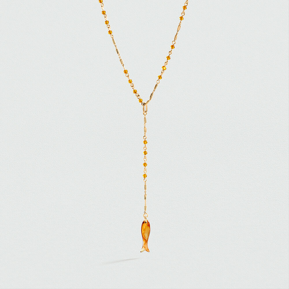 Collar largo CALMA - Marr&oacute;n / Dorado - Collares  | Agatha