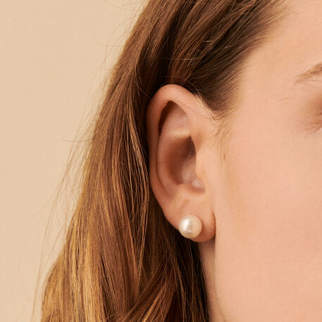 Pendientes cortos PERL - Perla / Plata - Pendientes  | Agatha