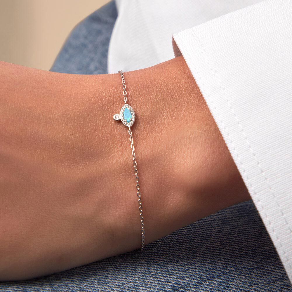 Pulsera de cadena OPALE - Opalo / Plata - Pulseras  | Agatha