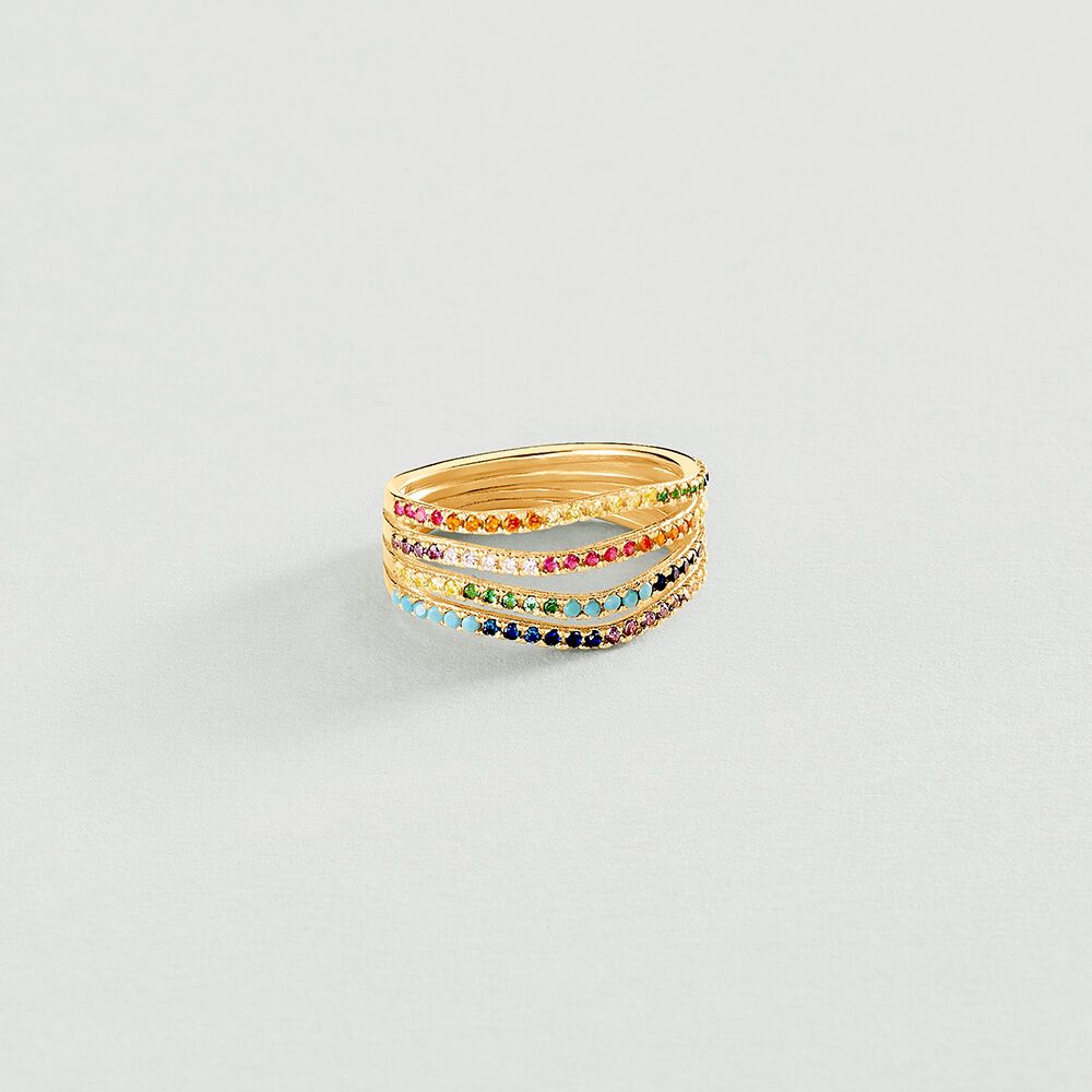 Anillo ancho IRIS - Multicolor / Oro - Anillos de fantas&iacute;a  | Agatha