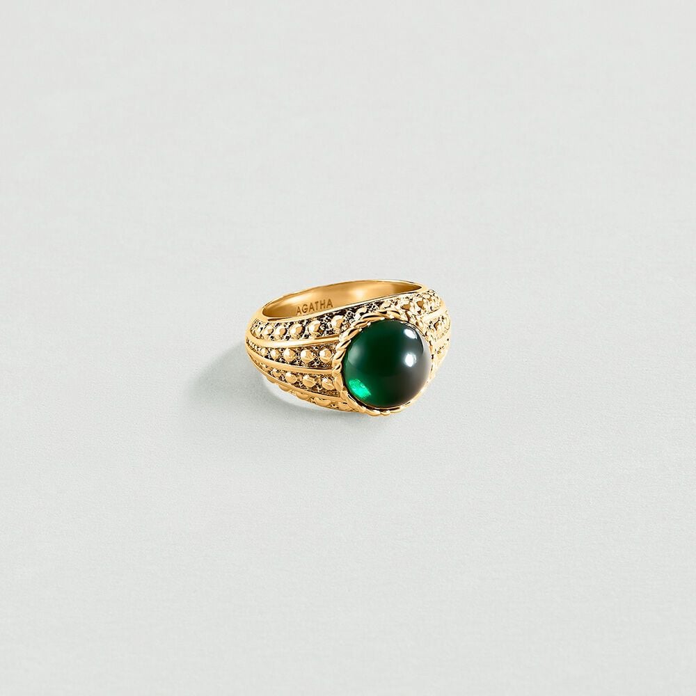 Anillo ancho N-13 - Verde / Dorado - Anillos de fantasía  | Agatha