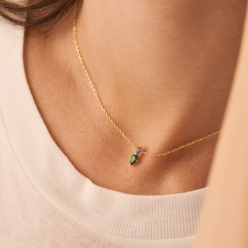Collar corto ASTRE - Verde / Dorado - Collar corto  | Agatha