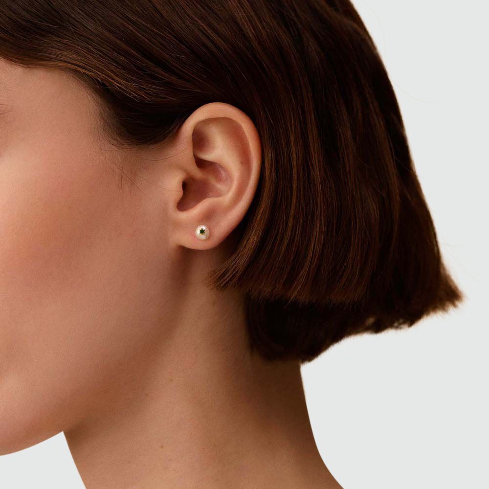 Pendientes cortos DIONE - Perla / Verde - Pendientes cortos  | Agatha