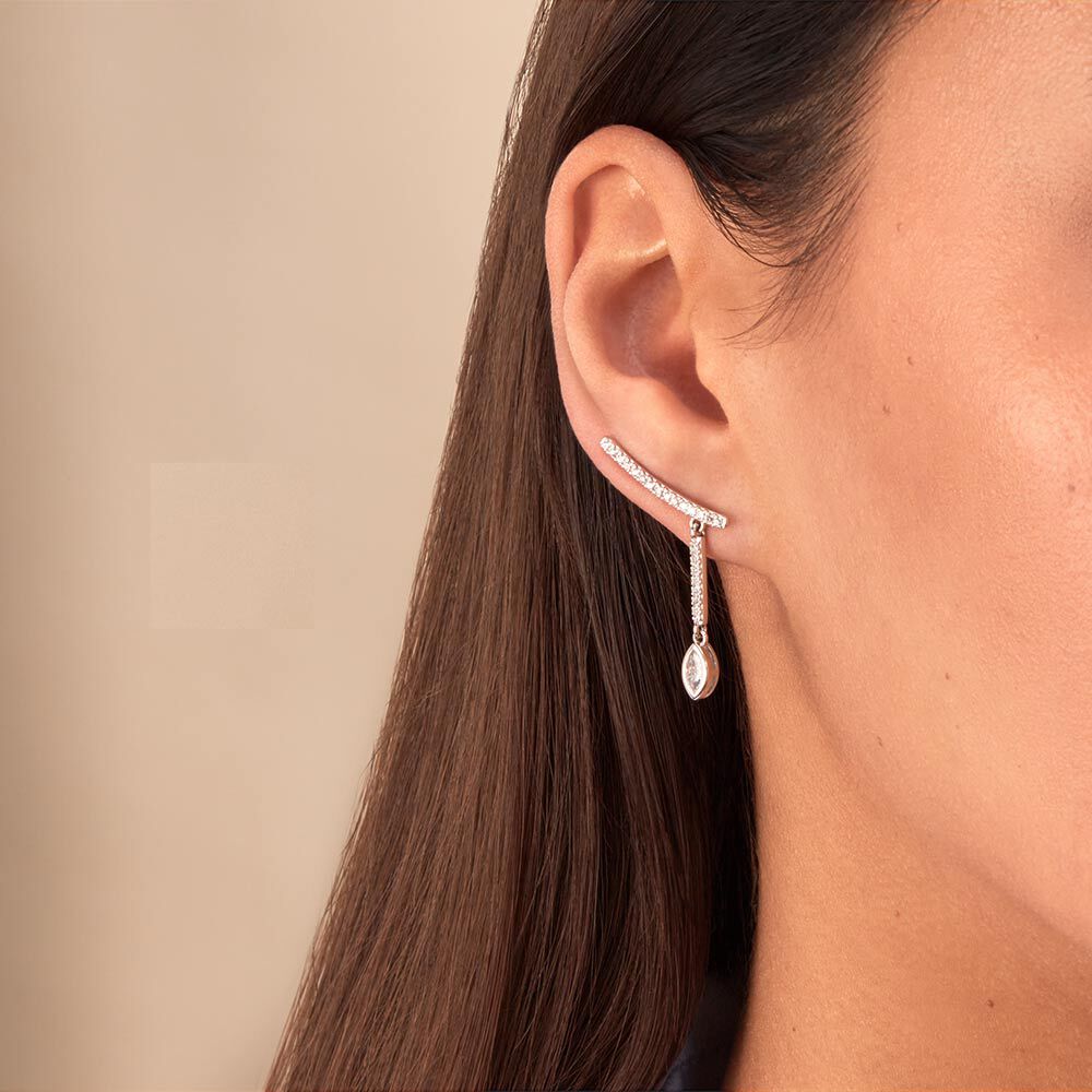 Pendientes largos CARLOTA - Cristal / Plateado - Pendientes largos  | Agatha